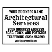 Architectendiensten met naam, adres, enz. 	rubberstempel (Afrduk)