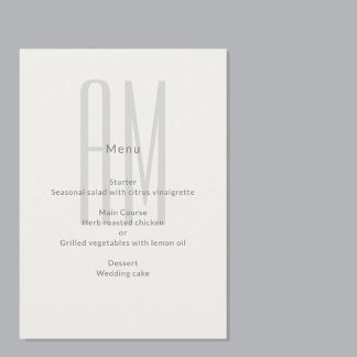 Architectonisch Monogram Minimalistische Trouwdag Menu
