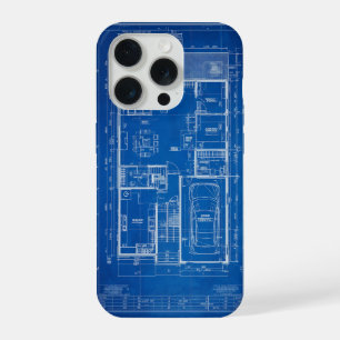 Architectonische Blauwdruk Huis Plattegrond Ontwer iPhone 15 Pro Hoesje