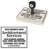 Architectonische diensten met naam, adres, enz. 	rubberstempel (Gestempeld)