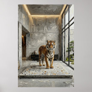 Architectonische Tijger Elegantie – Luxe Minimalis Poster