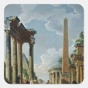 Architecturaal Capriccio met predikant Vierkante Sticker