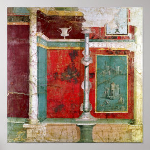 Architecturaal detail met een landschap poster