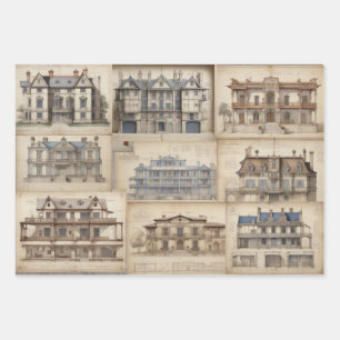 Architecturaal Ephemera Decoupage Document Inpakpapier Vel