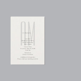 Architecturaal Monogram Huwelijksdetailkaart Informatiekaartje