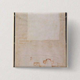 Architecturaal onderzoek met notities vierkante button 5,1 cm