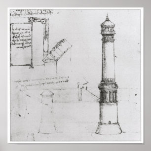 Architecturaal tekenen, Tower, Leonardo da Vinci Poster