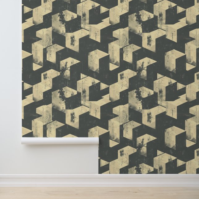 Architecturaal vierkant 3D huis illusie modern Behang (Applicatie)