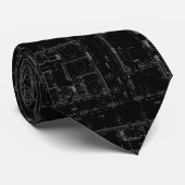 Architectural Blueprint Pattern Men's Neck Tie Stropdas (Opgerold)