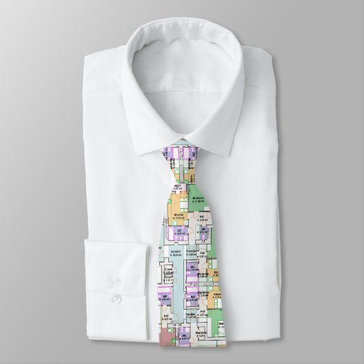 Architectural Blueprint Pattern Men's Neck Tie Stropdas (Gebonden)