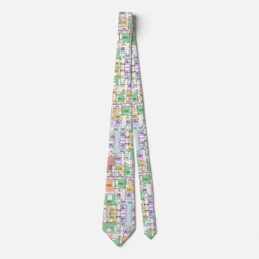 Architectural Blueprint Pattern Men's Neck Tie Stropdas (Voorkant)