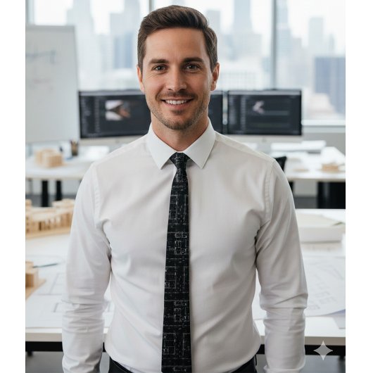 Architectural Blueprint Pattern Men's Neck Tie Stropdas