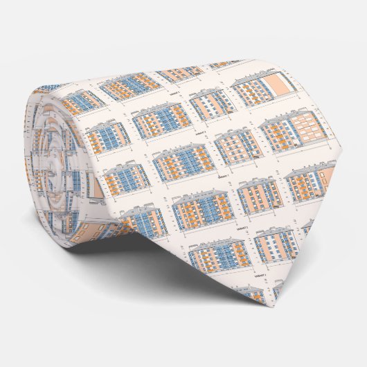Architectural Blueprint Pattern Men's Neck Tie Stropdas (Opgerold)