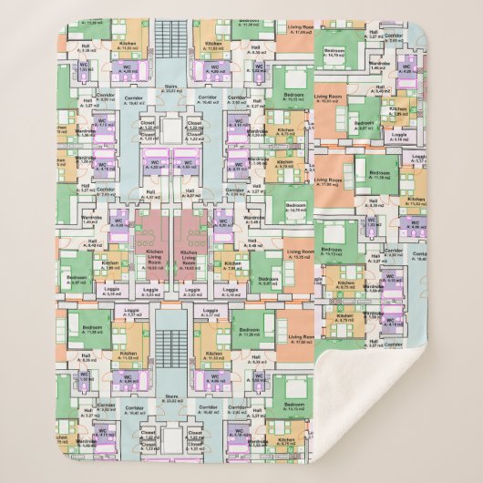 Architectural Blueprint Pattern Throw Blanket (Voorkant)