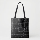 Architectural Blueprint Pattern Tote Bag (Devant)