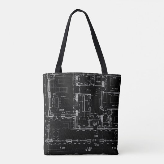 Architectural Blueprint Pattern Tote Bag (Dos)