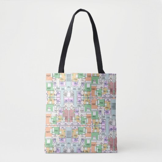 Architectural Blueprint Pattern Tote Bag (Devant)