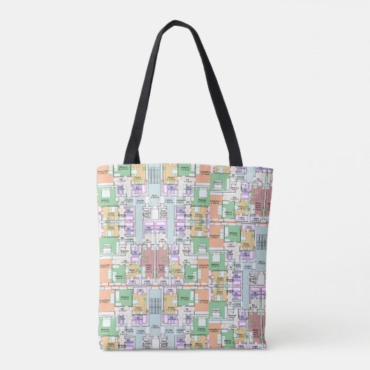 Architectural Blueprint Pattern Tote Bag (Achterkant)