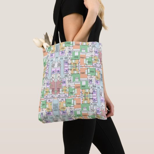Architectural Blueprint Pattern Tote Bag (De près)