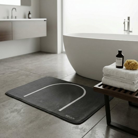 Architectural Muted Charcoal Grey Arch Modern Spa  Badmat