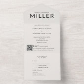 Architectural Surname QR Wedding All In One Uitnodiging (Binnen)