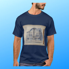 architecturale blauwdruk afbeelding op t-shirt