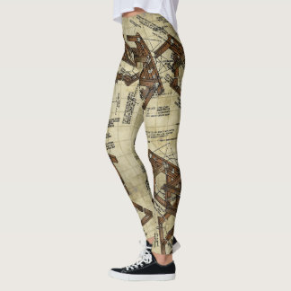 Architecturale illustratie w achtergrond leggings