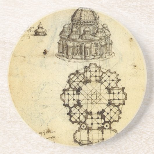 Architecturale kathedraal onderzoek door Leonardo  Zandsteen Onderzetter (Voorkant)
