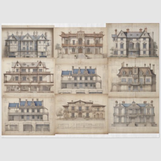  architecturale scrapbook decoupage tissuepapier (Voorkant)