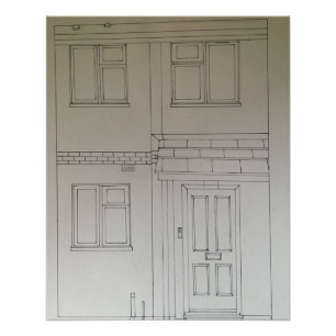 Architecturale stijl Huis Tekening Perfect Poster