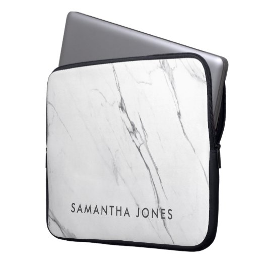 Architecture Texture white marble Elegant Laptop Sleeve (Voorkant Links)