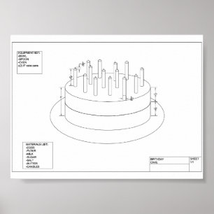 Architectuur Birthday Cake Poster
