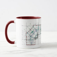 Architectuur blauwdruk cadeau mok