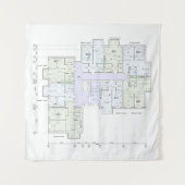 Architectuur blauwdruk wandkleed (Voorkant)