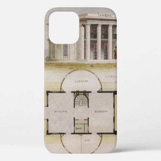  architectuur, bodemplan en Grieks Villa Case-Mate iPhone Case (Achterkant)