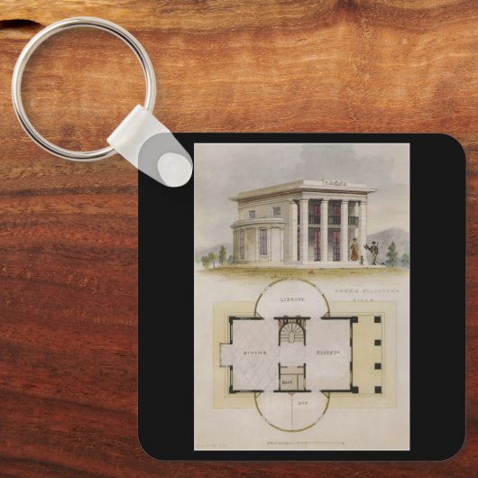 architectuur, bodemplan en Grieks Villa Sleutelhanger (Voorkant)