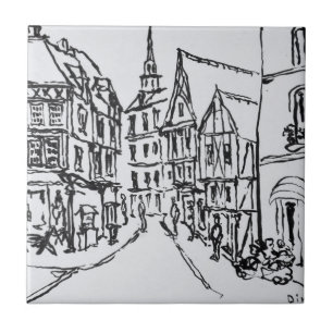 Architectuur   Dinan, Bretagne, Frankrijk Tegeltje