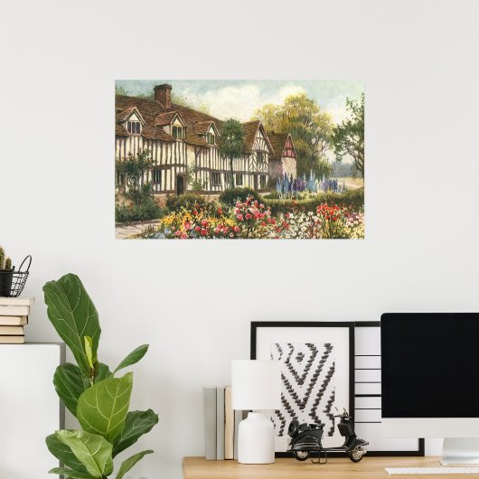  architectuur — Formele tuin Engels Katoen Poster (Thuiskantoor)