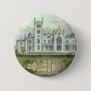 architectuur, Franse "Chateau Floor Plans" Ronde Button 5,7 Cm
