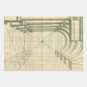 architectuur, het Perspectief van de Kolommen van Inpakpapier Vel (Voorkant)