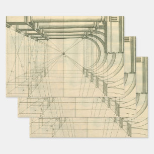  architectuur, het Perspectief van de Kolommen van Inpakpapier Vel