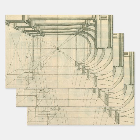 architectuur, het Perspectief van de Kolommen van Inpakpapier Vel (Set)