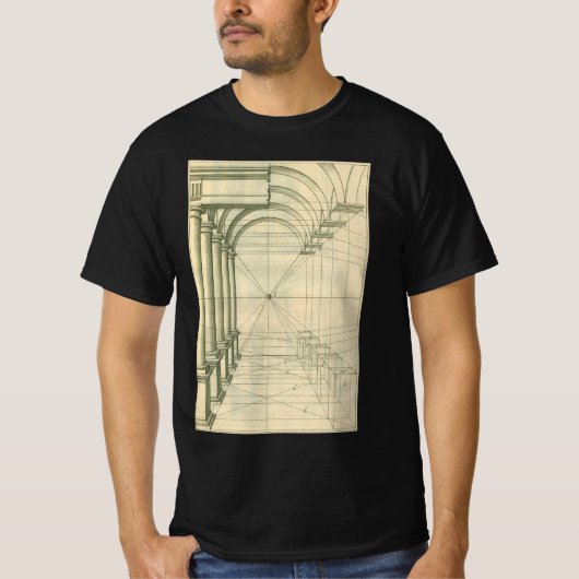 architectuur, het Perspectief van de Kolommen van T-shirt (Voorkant)