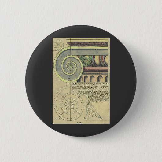  architectuur; Kapitaalvolume van Vignola Ronde Button 5,7 Cm (Voorkant)