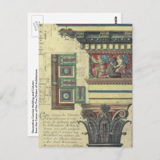 architectuur, kolom met cornice briefkaart (Voorkant / Achterkant)