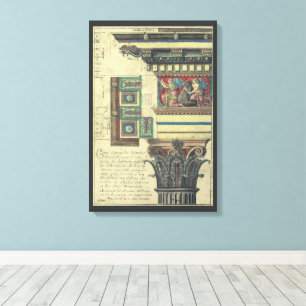  architectuur, kolom met cornice canvas afdruk