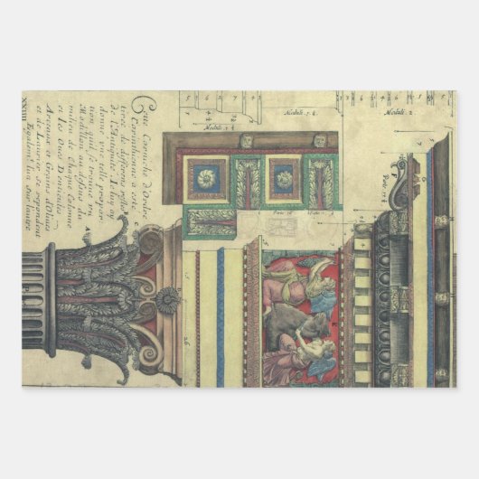  architectuur, kolom met cornice inpakpapier vel (Voorkant 3)