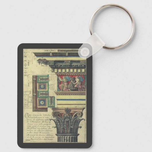  architectuur, kolom met cornice sleutelhanger (Achterkant)