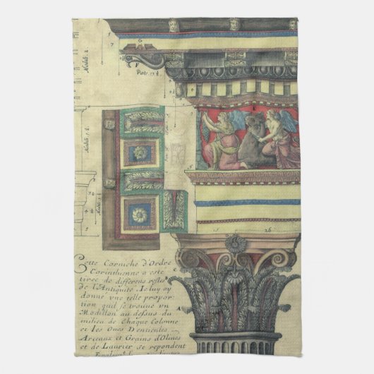  architectuur, kolom met cornice theedoek (Verticaal)