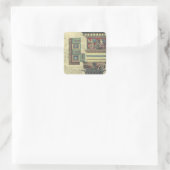 architectuur, kolom met cornice vierkante sticker (Tas)